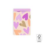 Kadozakje, Medium 12cmx19cm `Big hearts` goud /roze ( per stuk )