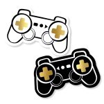 Sticker 50mmx38mm `Controler / game console`  zwart wit ( mix van 10 stuks )