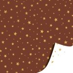 Kadopapier / inpakpapier `Little stars` sterren print goud op mokka bruin ( 30cmx1meter )