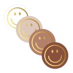 Sticker rond 40mm `Smiley` bruin mokka beige ( mix van 10 stuks )