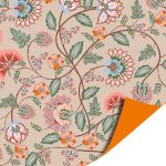 Kadopapier / inpakpapier `Boho bloom` beige oranje groen ( 30cmx1meter )
