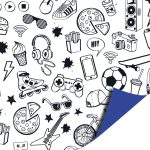 Kadopapier / inpakpapier `Game on` zwart wit   ( 30cmx1meter )