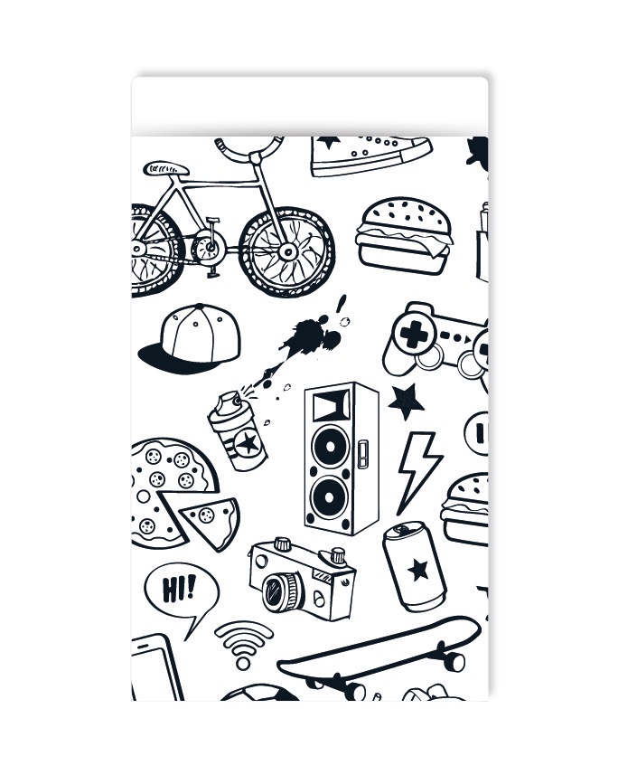 Afbeelding 11 Kadozakje, Medium 12cmx19cm `Game on` zwart wit voetbal gamen pizza ( per stuk ) - Afbeelding 1