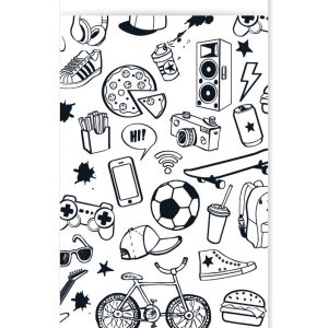 Kadozakje, Large 17cmx25 cm `Game on` zwart wit voetbal pizza gamen ( per stuk )