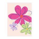 JUDITH maakt , A7 kaartje  `Grote bloemen roze lila groen`