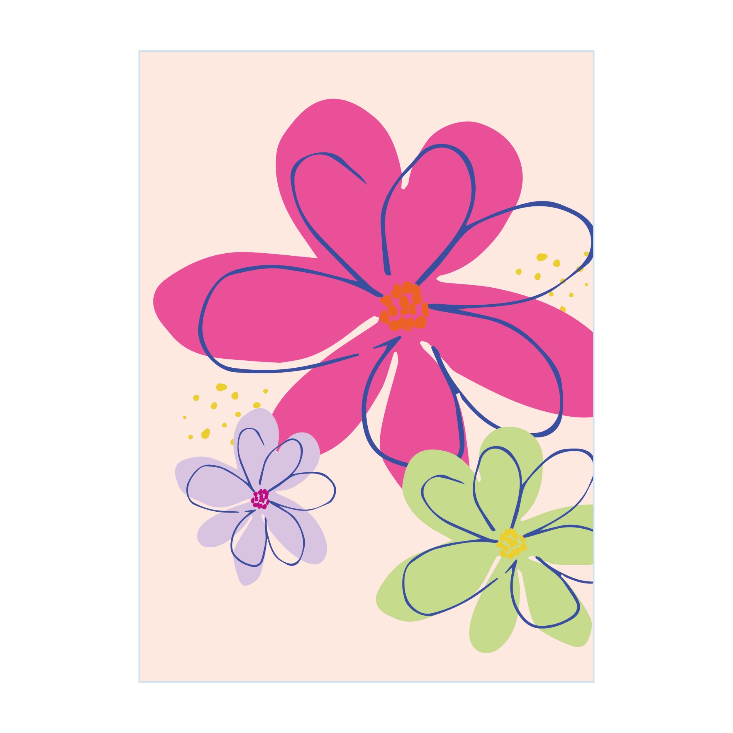 Afbeelding 15 JUDITH maakt , A7 kaartje `Grote bloemen roze lila groen` - Afbeelding 1