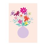 JUDITH maakt , A7 kaartje  `Bos bloemen in lila vaas`