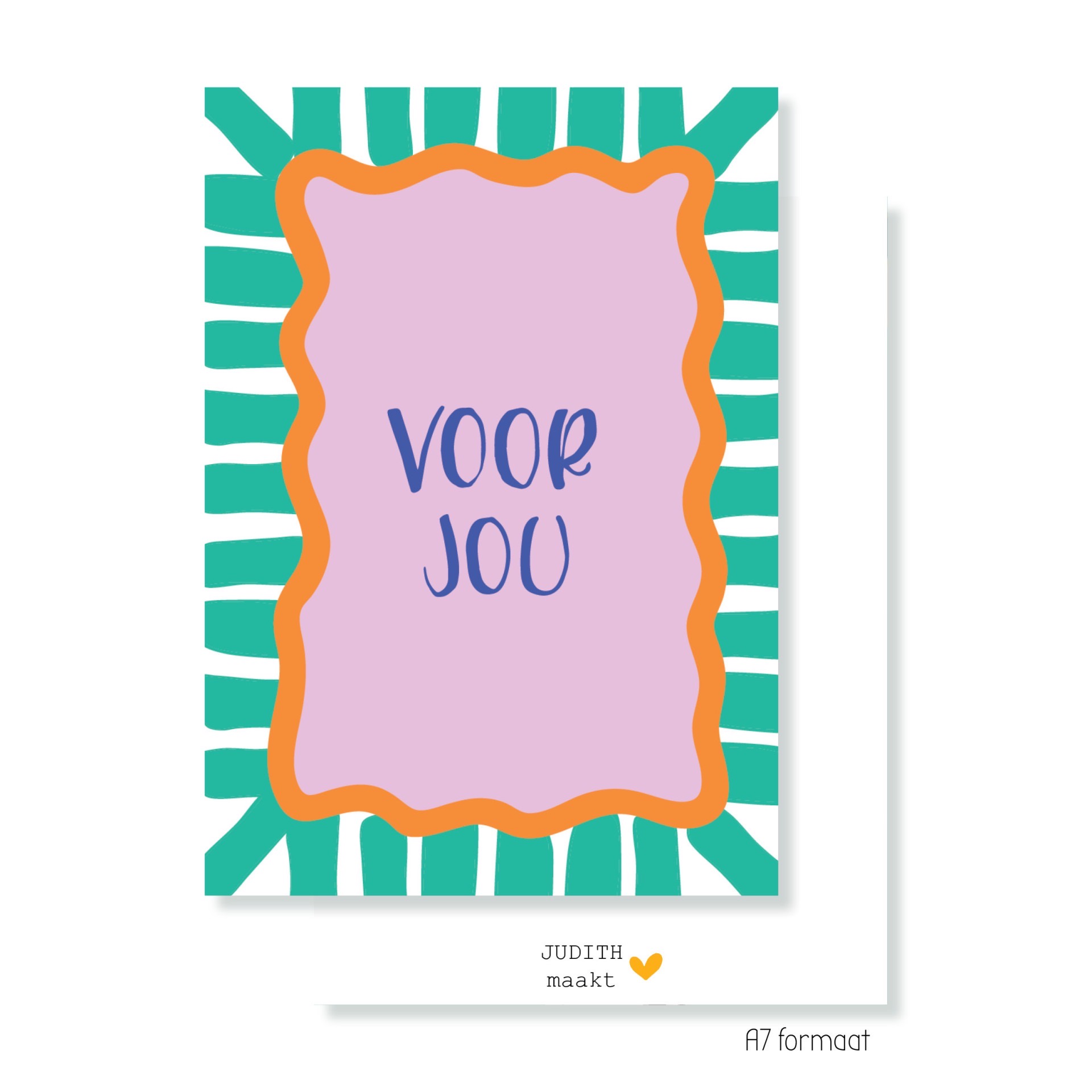 Afbeelding 20 JUDITH maakt , A7 kaartje `Voor jou` groene rand - Afbeelding 1