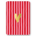 KP kaart A6 `Roze rode streep met gouden hartje`