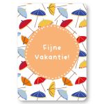 KP kaart A6 `Fijne vakantie!` parasolletjes