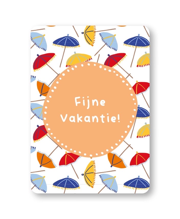 Afbeelding 23 KP kaart A6 `Fijne vakantie!` parasolletjes - Afbeelding 1