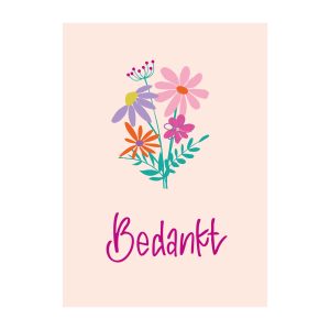 JUDITH maakt , A6 kaart `Bedankt bosje plukbloemen`