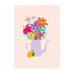 JUDITH maakt , A6 kaart `Bos bloemen in lila gieter`