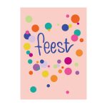 JUDITH maakt , A6 kaart `Feest` confetti op lichtroze
