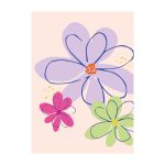 JUDITH maakt , A6 kaart `Grote bloemen` lila roze groen