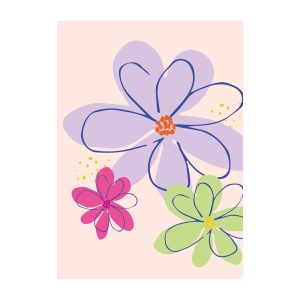 JUDITH maakt , A6 kaart `Grote bloemen` lila roze groen