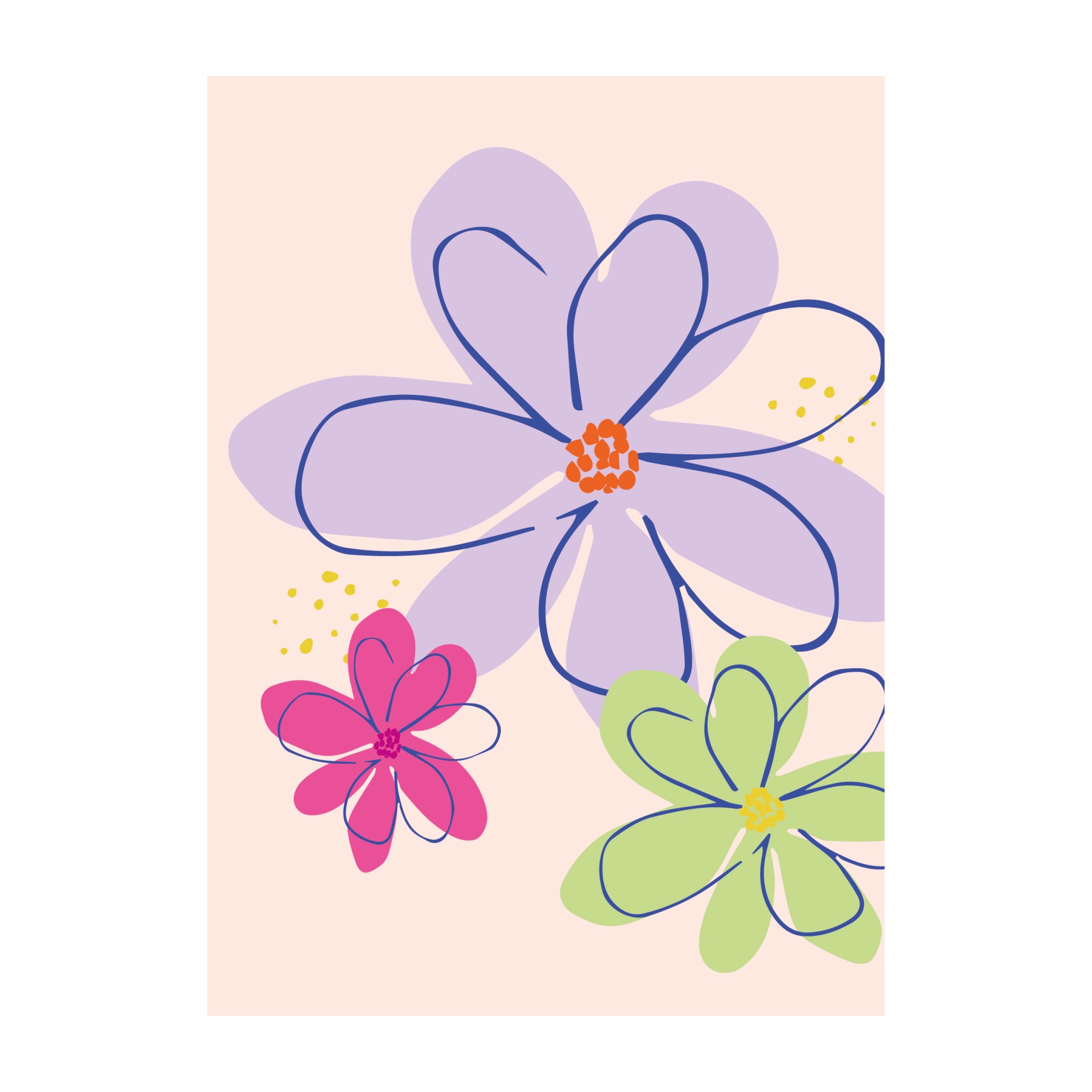 Afbeelding 9 JUDITH maakt , A6 kaart `Grote bloemen` lila roze groen - Afbeelding 1