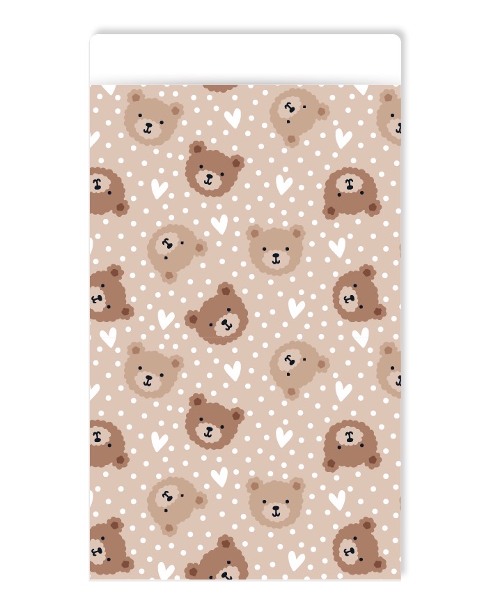 Afbeelding 9 Kadozakje, Large 17cmx25 cm `Little bear` beertje bruin beige wit ( per stuk ) - Afbeelding 1