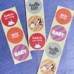 Sticker rond 35mm, kleur en print TREND ` Baby mix  ( mix van 10 stuks )
