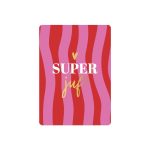 KP klein kaartje A7 , `Super juf` roze rood waves