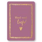 KP kaart A6 `Heel veel liefs` paars met goud