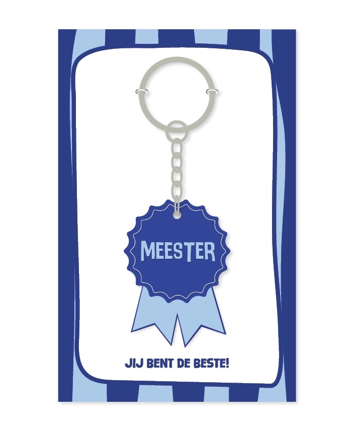 Afbeelding 8 KP Sleutelhanger medaille 52,4mm x 38,4mm`Meester` blauw met lichtblauw - Afbeelding 1
