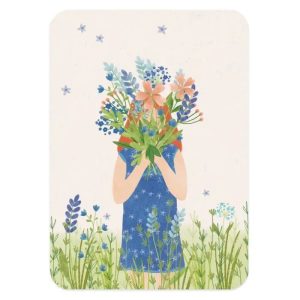 The Lemonbird, kaart A6 `Bloemenmeisje blauw`