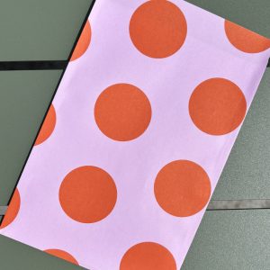Kadozakje, Medium 12cmx19cm `Big dots` oranje roze ( per stuk )