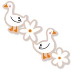 KP Sticker 40mmx45mm`Baby gansje / bloemetje` ( mix van 10 stuks )