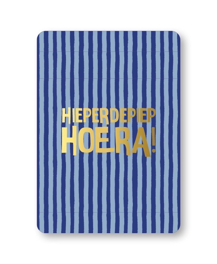 Afbeelding 17 KP kaart A6 `Hieperdepiep hoera!` donker- en lichtblauw streepje - Afbeelding 1