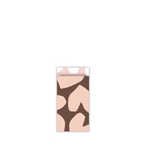 Kadozakje, Small 7cmx13cm `Big hearts roze / bruin ` ( per stuk )