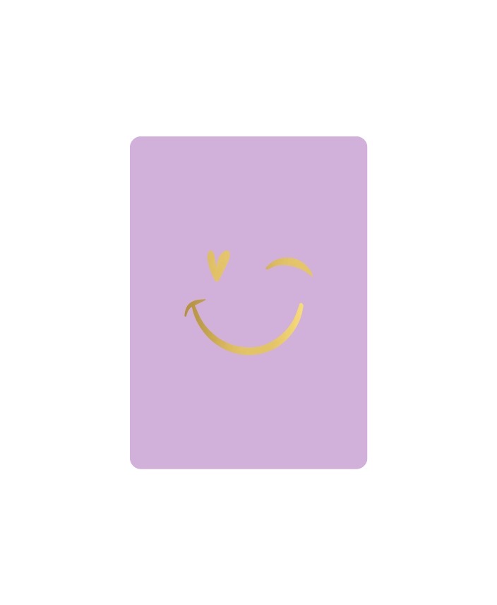 Afbeelding 2 KP klein kaartje A7 , `Smiley` lila met goud - Afbeelding 1