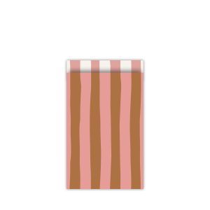 Kadozakje, Medium 12cmx19cm `Lazy stripes` caramel roze`( per stuk )