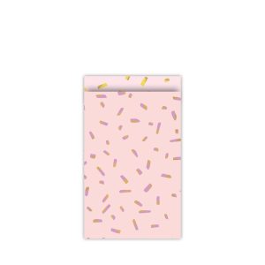 Kadozakje, Medium 12cmx19cm `Sprinkels roze lila goud `( per stuk )