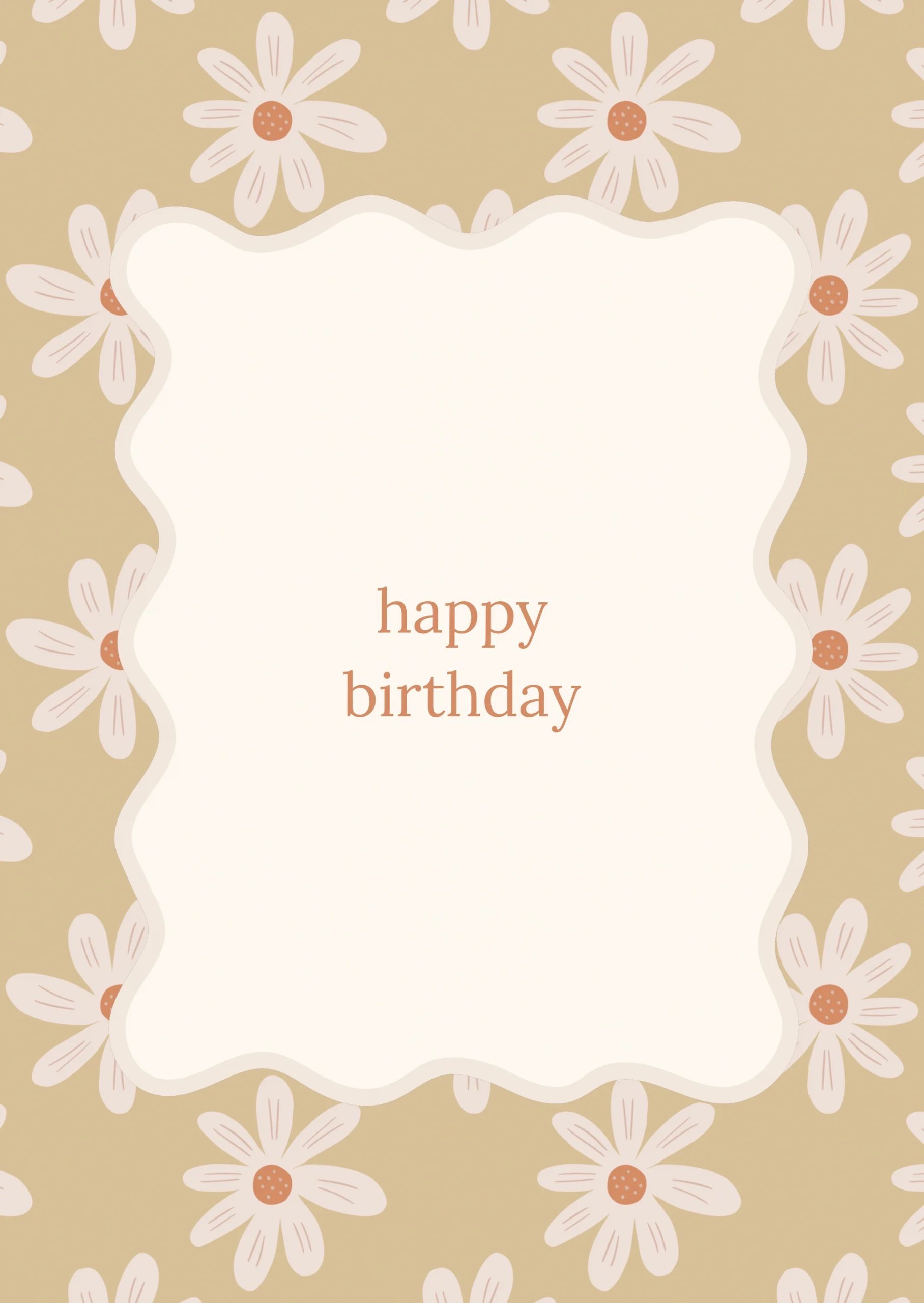 Afbeelding 29 Vol liefs , A6 ansichtkaart `Happy birthday` beige bloem met kader - Afbeelding 1