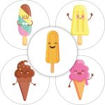 Sticker rond 35mm `ijsjes`  ( mix van 10 stuks )