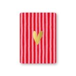 KP klein kaartje A7 , `Streepje roze / rood met gouden hartje`