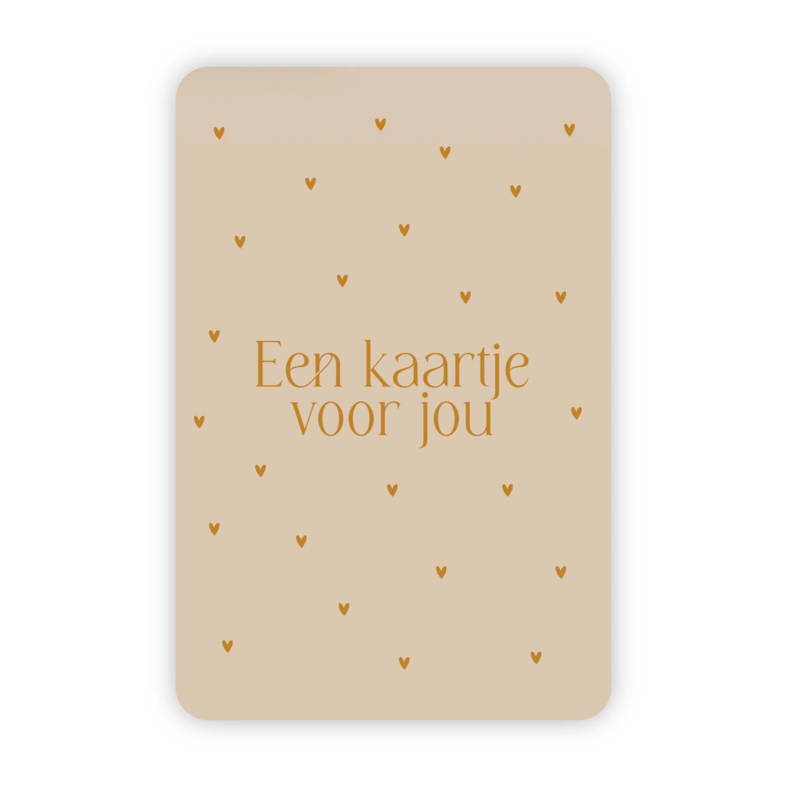 Afbeelding 4 Wensjegeluk, kaart A6 met goud accent `Een kaartje voor jou` beige tint met gouden hartjes - Afbeelding 1