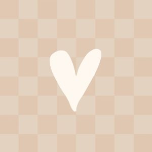 Vol liefs , A6 ansichtkaart `Hart beige ruitjes`