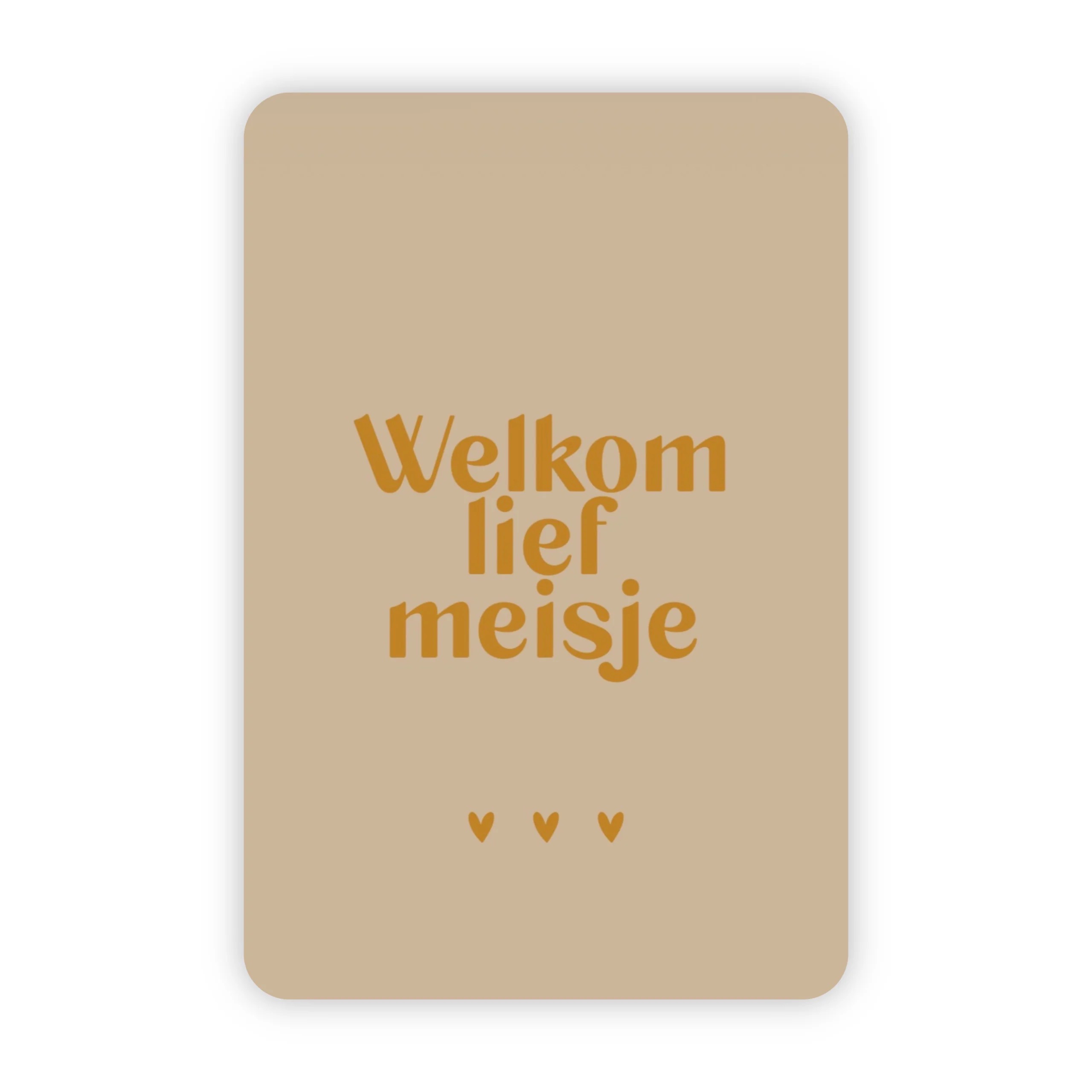 Afbeelding 8 Wensjegeluk, kaart A6 met goud accent `Welkom lief meisje` beige tint - Afbeelding 1