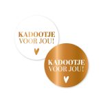 Sticker rond 40mm `Brons met wit, Kadootje voor jou (mix van 10 stuks)