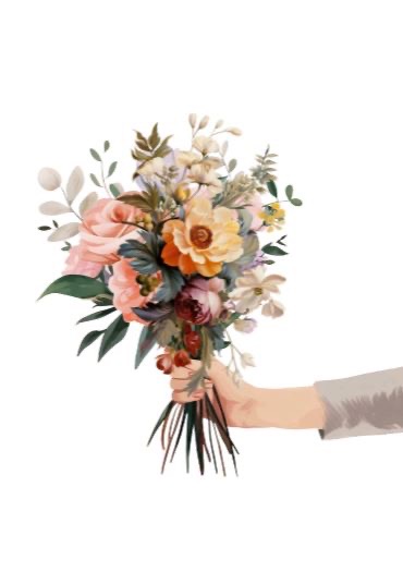 Afbeelding 19 Mookstories , A6 ansichtkaart `Boeket bloemen in hand` - Afbeelding 1