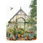 Mookstories , A6 ansichtkaart `Tuinkas vol met planten`