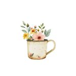 Mookstories , A6 ansichtkaart `Theekop met bloemen`