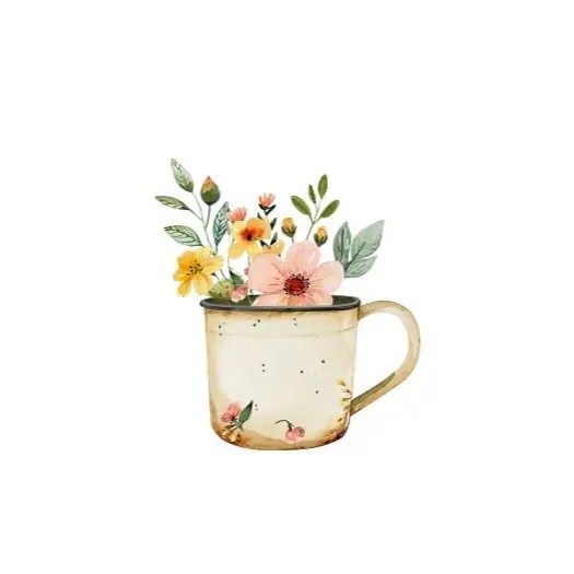 Afbeelding 24 Mookstories , A6 ansichtkaart `Theekop met bloemen` - Afbeelding 1