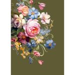 Mookstories , A6 ansichtkaart `Vintage bloemen op donkergroene basis`